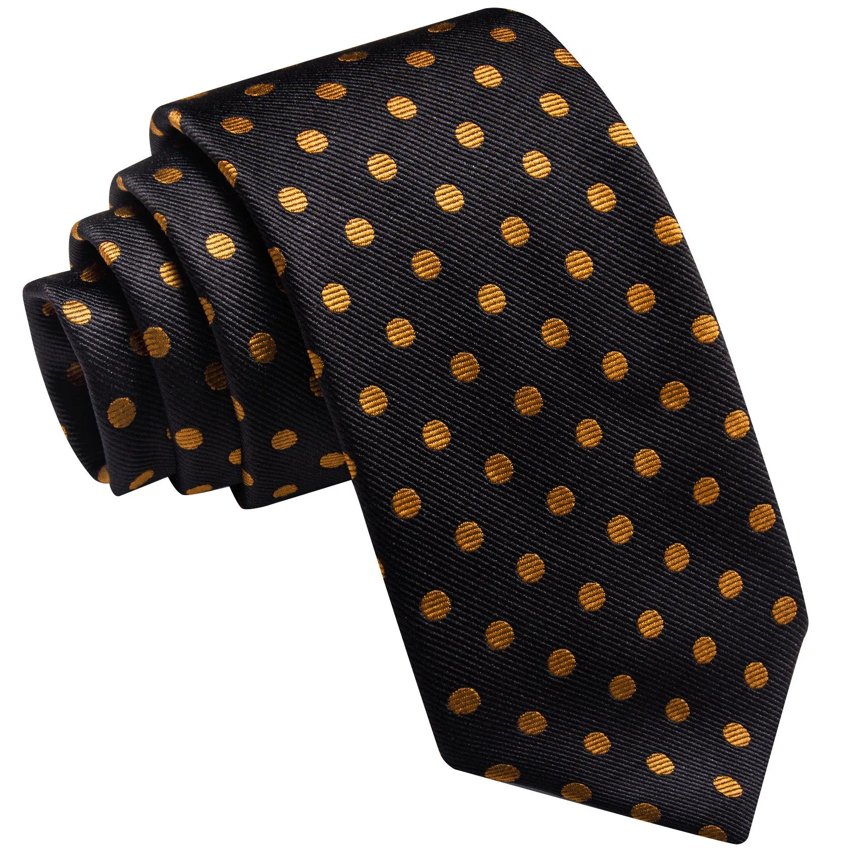 Barry. Wang Black Orange Polka Dot Necktie for Men Wedding Prom Tie sold by Barrywang product image thumbnail 3