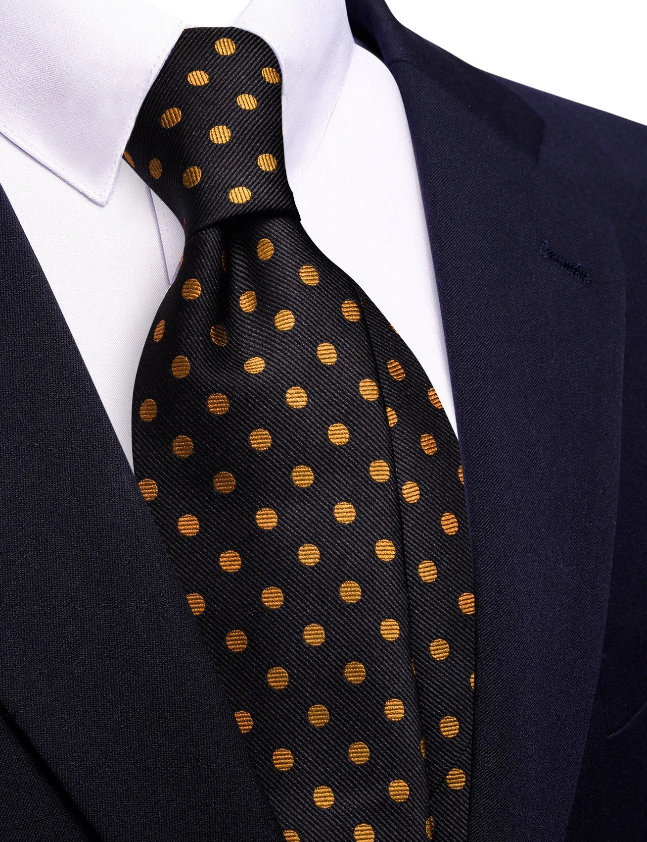 Barry. Wang Black Orange Polka Dot Necktie for Men Wedding Prom Tie sold by Barrywang product image thumbnail 2
