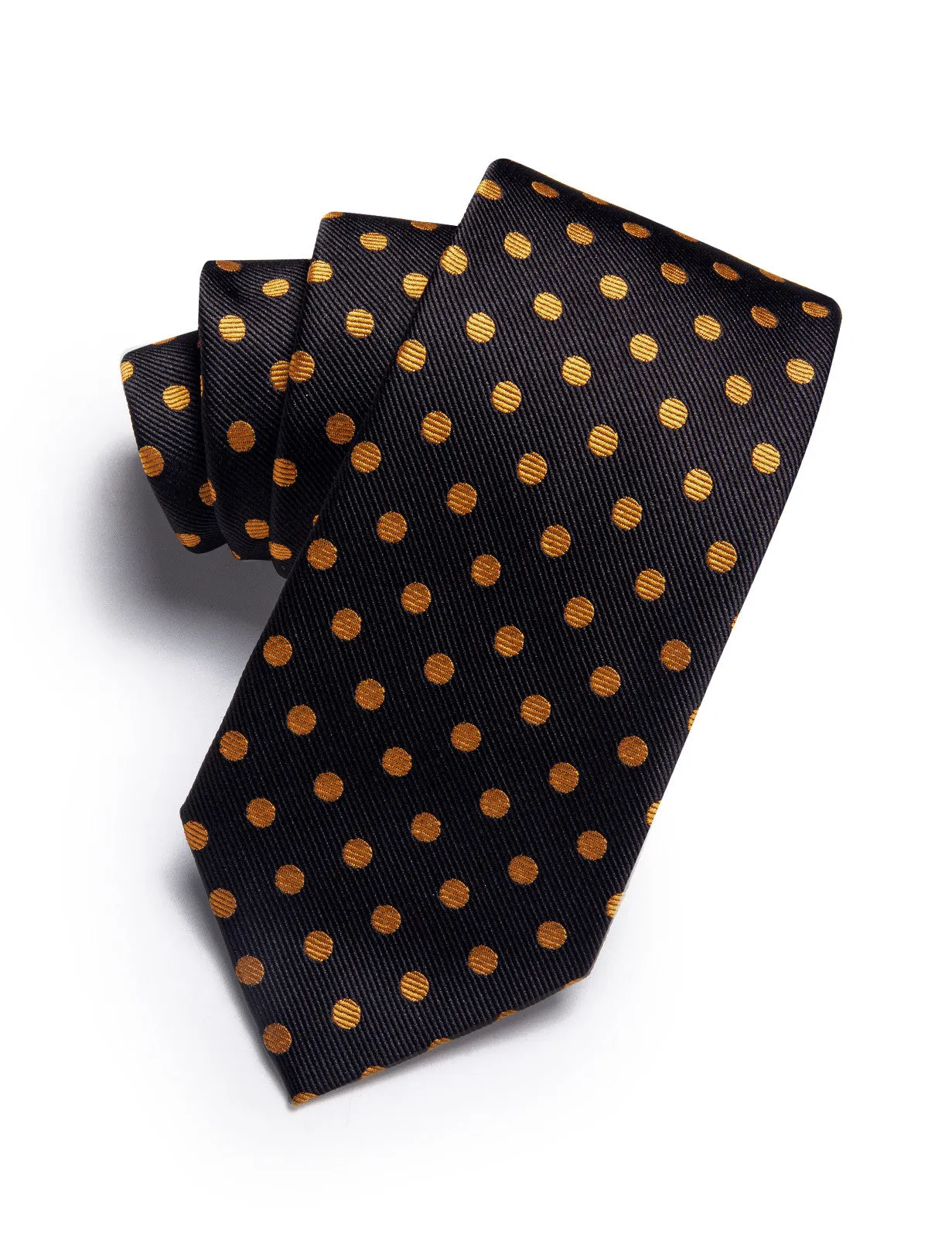 Barry. Wang Black Orange Polka Dot Necktie for Men Wedding Prom Tie sold by Barrywang product image thumbnail 4