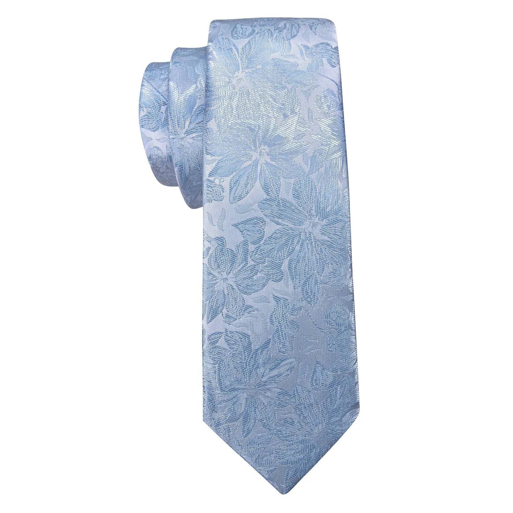 Barry. Wang Sky Blue Men's Tie Set Floral Textured Necktie Hanky Cufflinks for Formal Wedding Suit sold by Barrywang product image thumbnail 4
