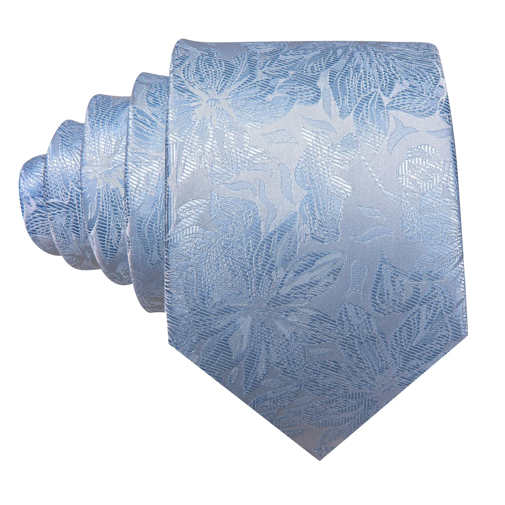 Barry. Wang Sky Blue Men's Tie Set Floral Textured Necktie Hanky Cufflinks for Formal Wedding Suit sold by Barrywang product image thumbnail 3