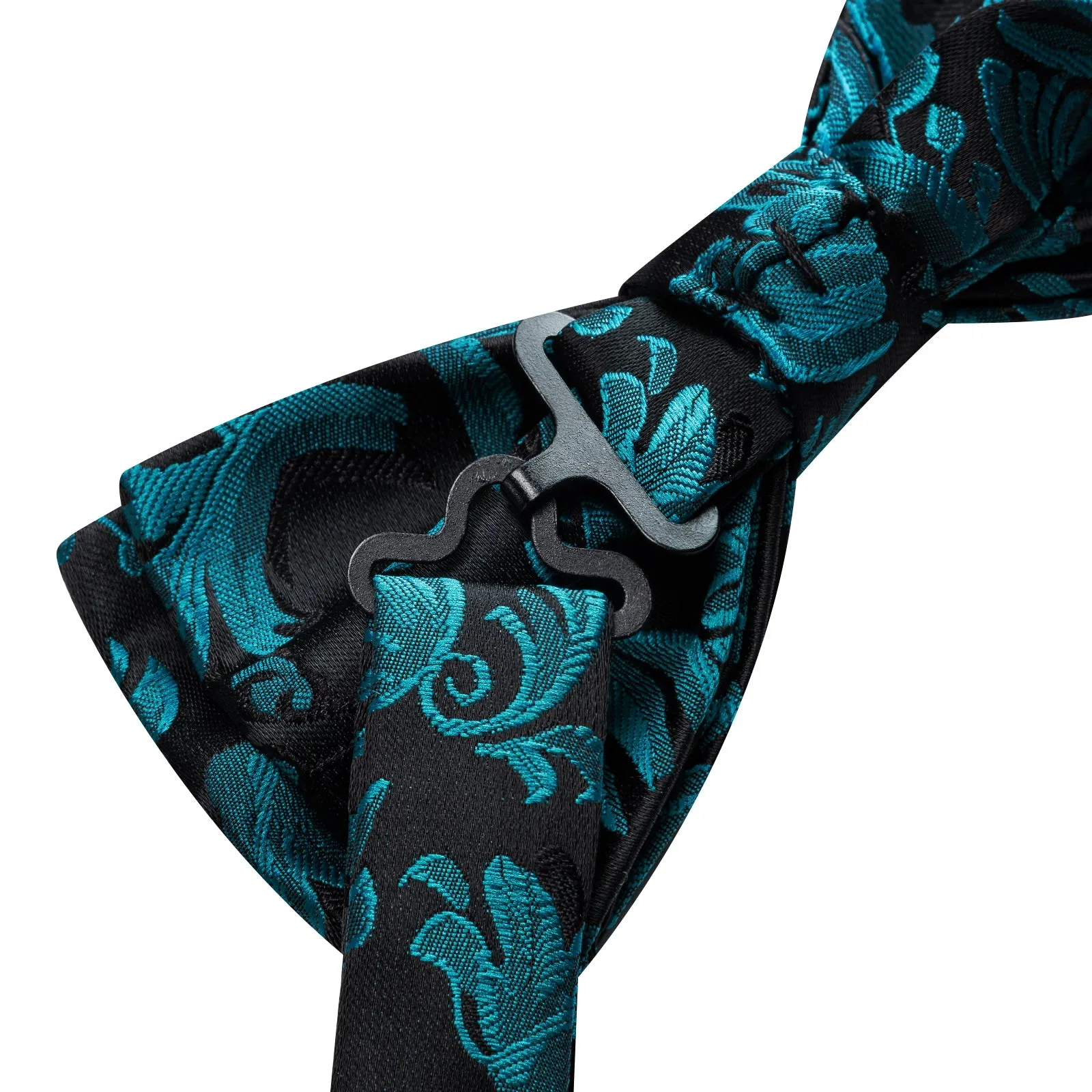 Barry. Wang Silk Jacquard Teal Bow Tie Set Pre-tied Mens Hanky Cufflinks Elegant Evening Wear sold by Barrywang product image thumbnail 2