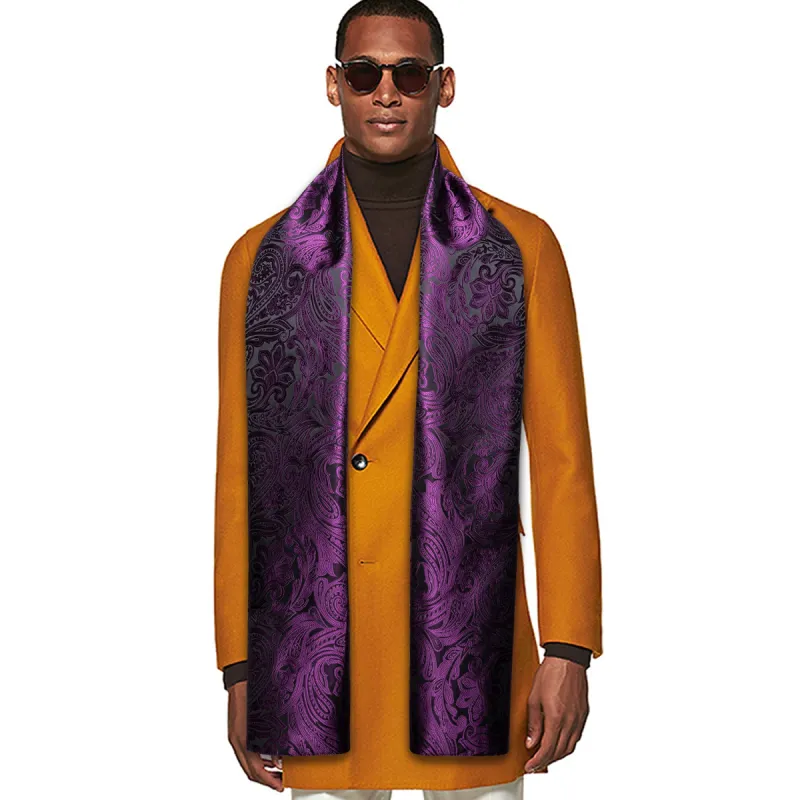 Barry Wang Silk scarf Luxury Purple Black Floral Scarf sold by Barrywang