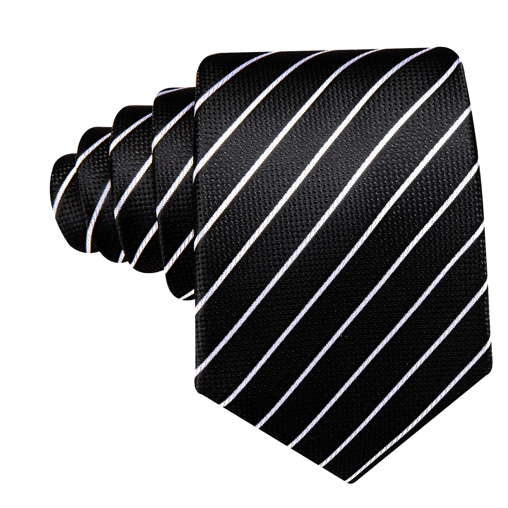 Barry. Wang Black Tie White Lines Striped Necktie Men's Tie Set sold by Barrywang product image thumbnail 3