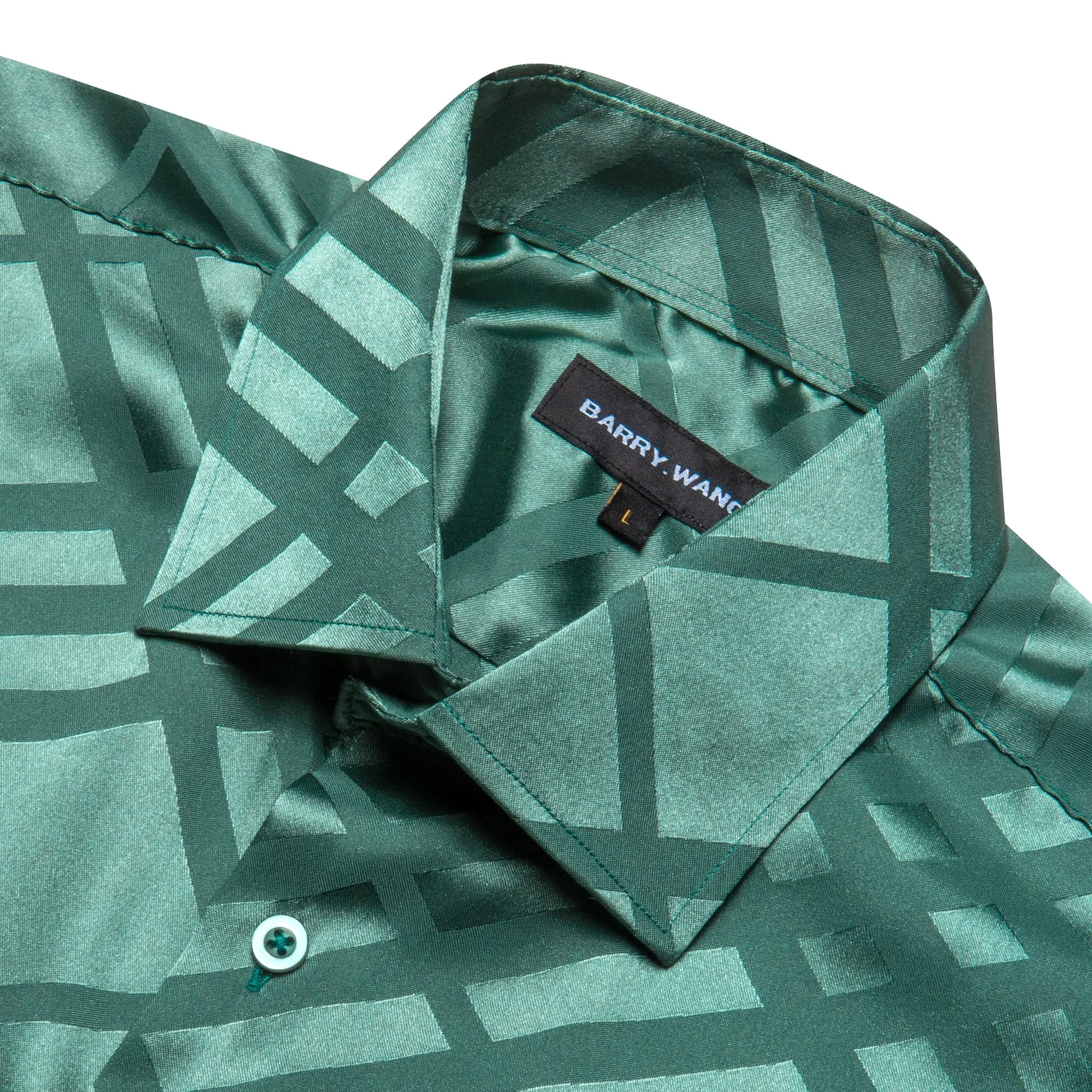Barry Wang Dress Shirts for Men Green Plaid Top Short Sleeves Shirt sold by Barrywang product image thumbnail 4