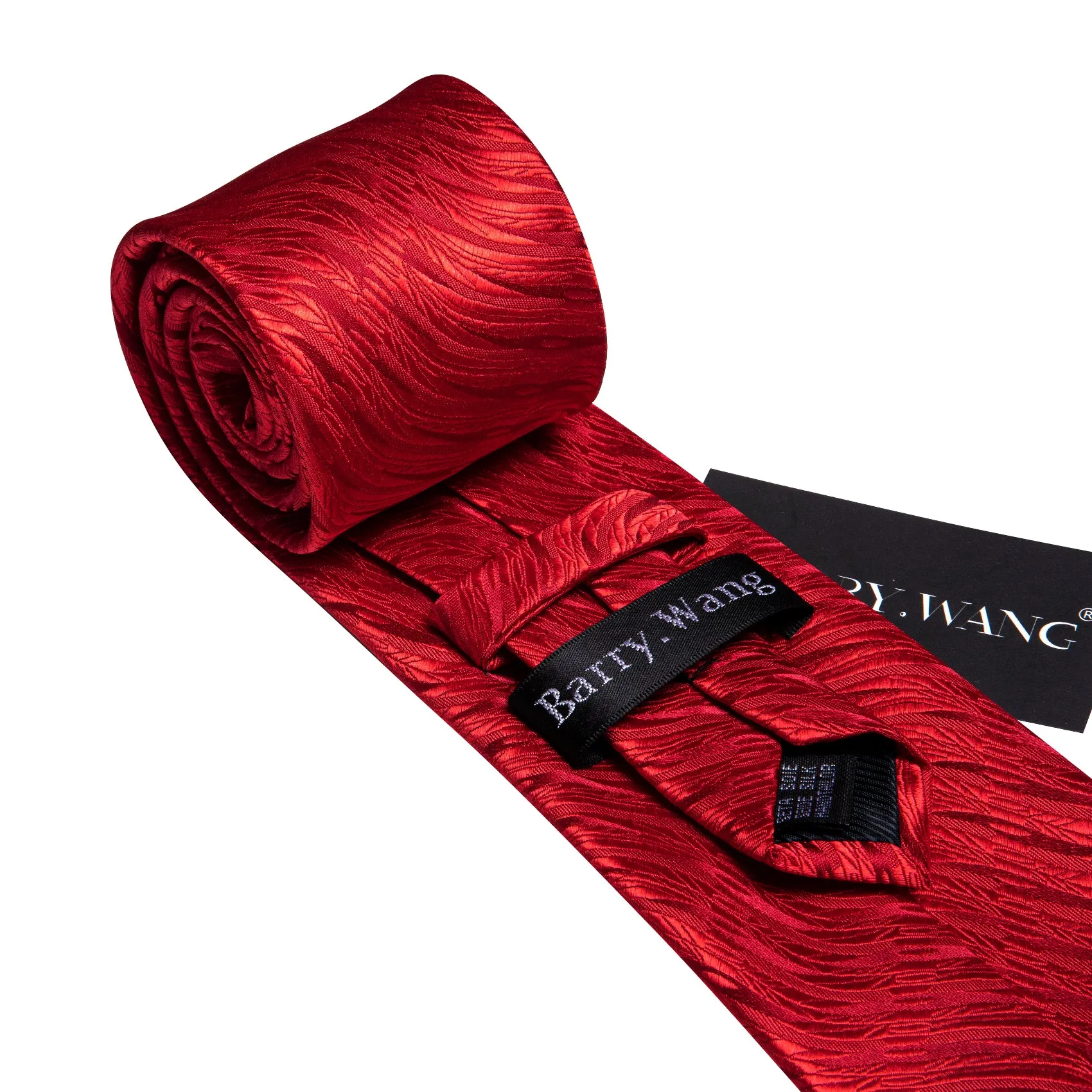 Barry. Wang Red Wedding Novelty Silk Tie Pocket Square Cufflinks Set sold by Barrywang product image thumbnail 5