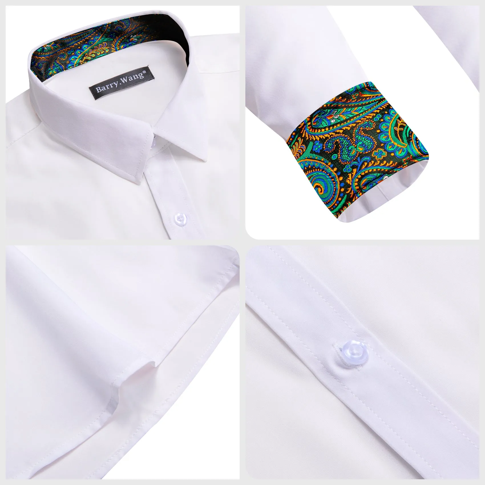 Barry Wang White Collared Shirt White Splicing Men's Business Shirt sold by Barrywang product image thumbnail 5