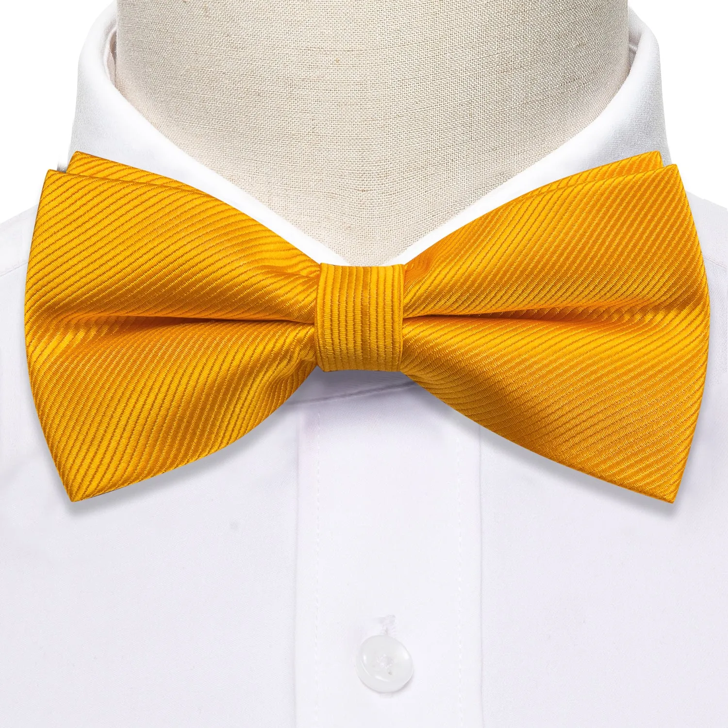 Honey Orange Solid Pre-tied Bow Tie Hanky Cufflinks Set sold by Barrywang product image thumbnail 3