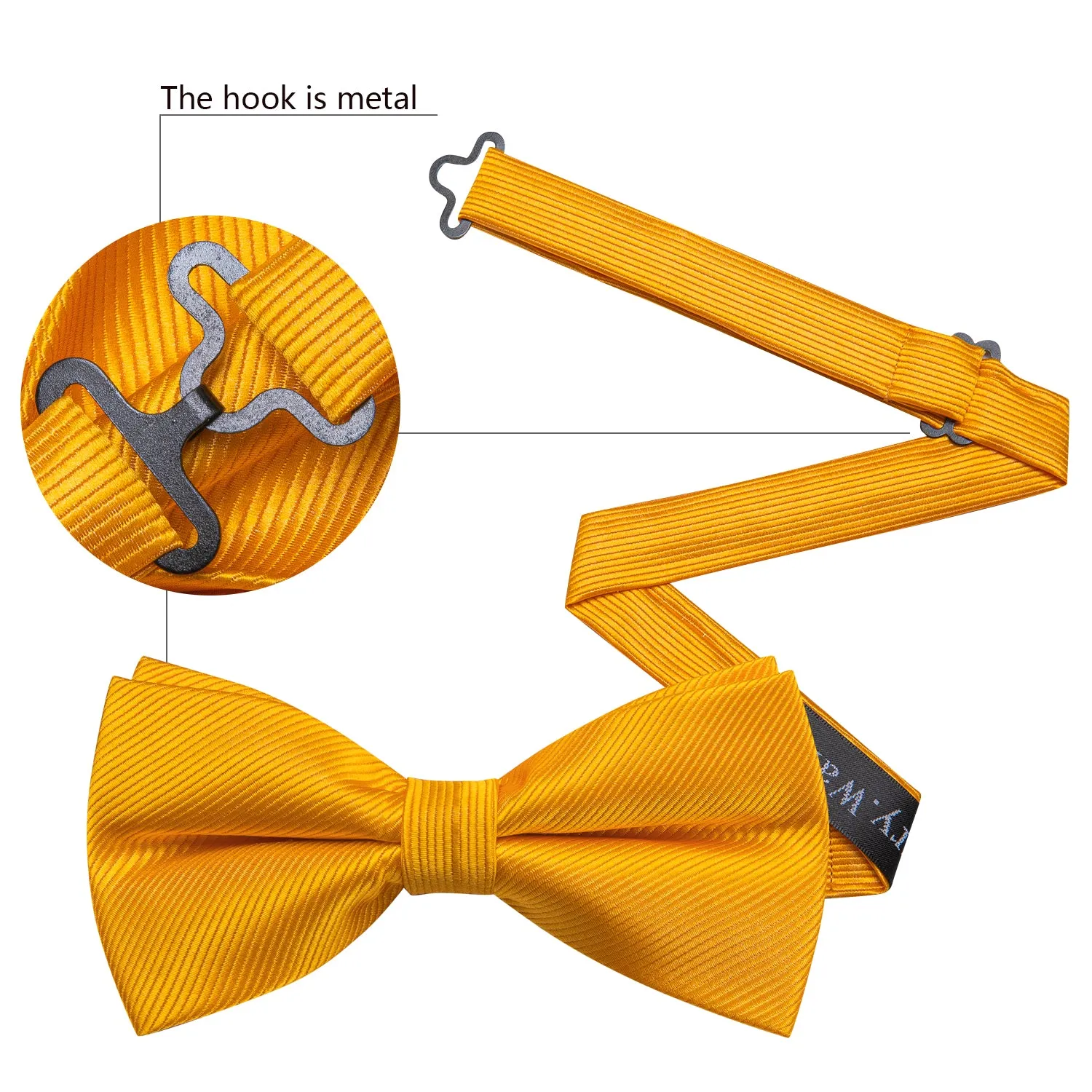 Honey Orange Solid Pre-tied Bow Tie Hanky Cufflinks Set sold by Barrywang product image thumbnail 4