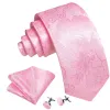 Barry. Wang Ties Bright Pink Flower Silk Tie Handkerchief Cufflinks Set sold by Barrywang