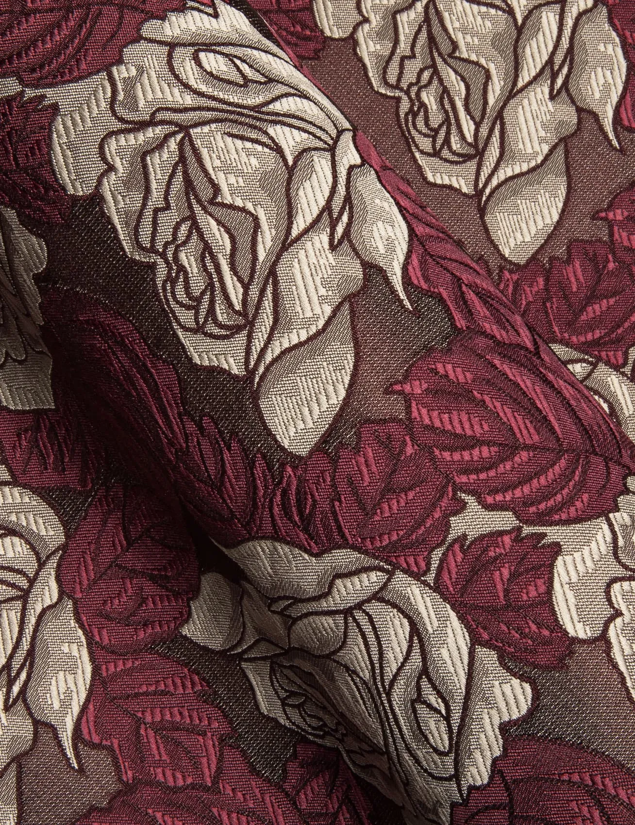 Barry. Wang Burgundy Shirt Beige Roses Button Up Mens Long Sleeve Shirt sold by Barrywang product image thumbnail 4