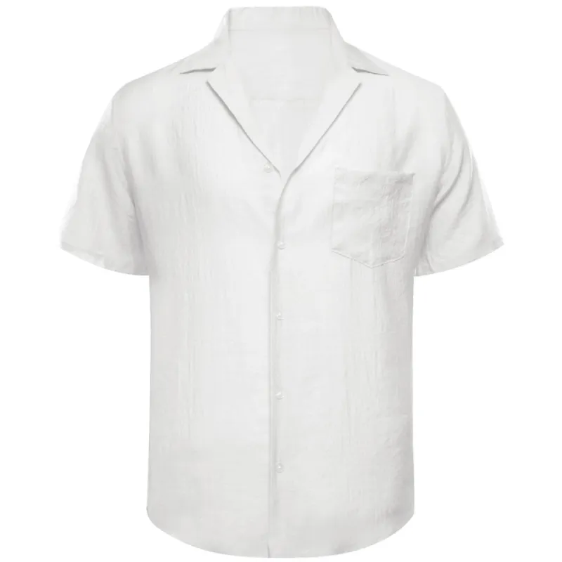 Barry Wang White Shirt Button Down Short Sleeve Solid Mens Dress Shirt sold by Barrywang
