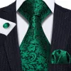 Barry. Wang Floral Tie Fluorescent Green Paisley Silk Tie Hanky Cufflinks Set sold by Barrywang