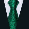 Barry. Wang Floral Tie Fluorescent Green Paisley Silk Tie Hanky Cufflinks Set sold by Barrywang