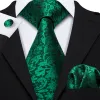 Barry. Wang Floral Tie Fluorescent Green Paisley Silk Tie Hanky Cufflinks Set sold by Barrywang