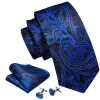 Barry Wang Blue Tie Black Silk Paisley Tie Hanky Cufflinks Set for Men sold by Barrywang