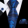 Barry Wang Blue Tie Black Silk Paisley Tie Hanky Cufflinks Set for Men sold by Barrywang