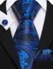 Barry Wang Blue Tie Black Silk Paisley Tie Hanky Cufflinks Set for Men sold by Barrywang
