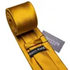Barry.wang Golden Tie Solid Silk Tie Pocket Square Cufflinks Set with Brooches sold by Barrywang