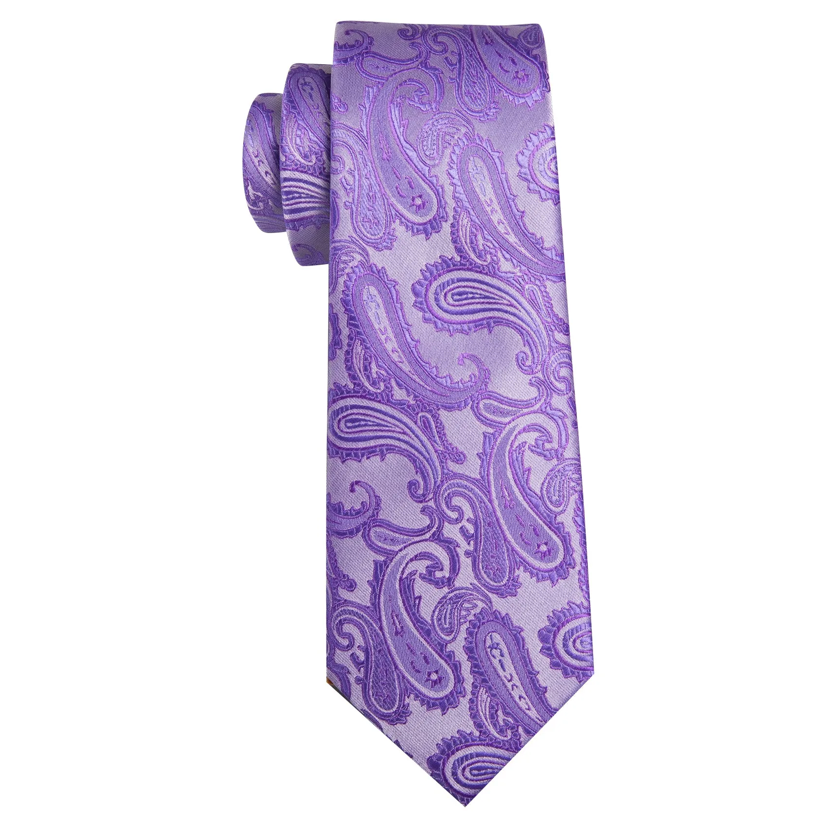 Barry Wang Lavender Purple Ties Silver Paisley Tie Hanky Cufflinks Set sold by Barrywang product image thumbnail 5