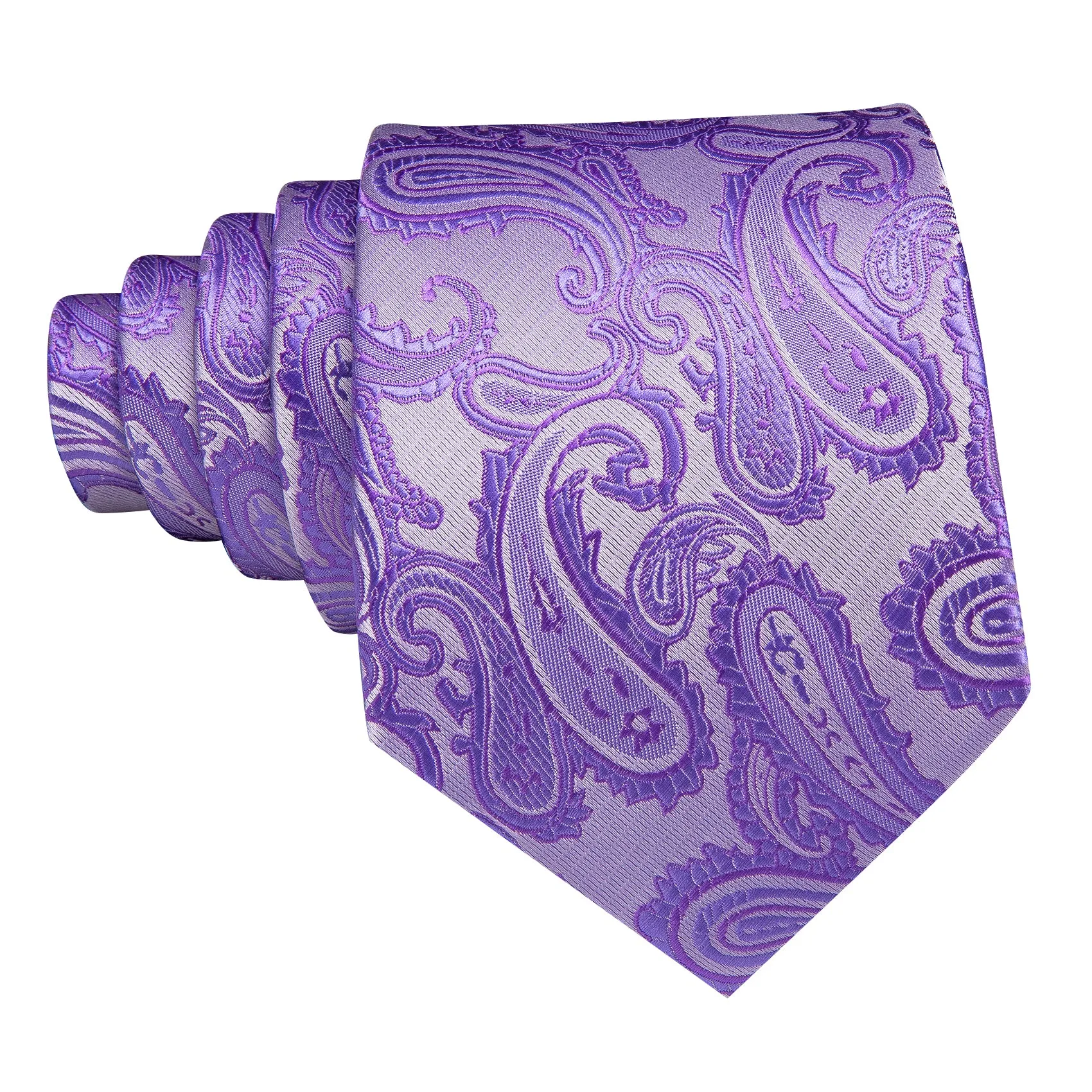 Barry Wang Lavender Purple Ties Silver Paisley Tie Hanky Cufflinks Set sold by Barrywang product image thumbnail 4