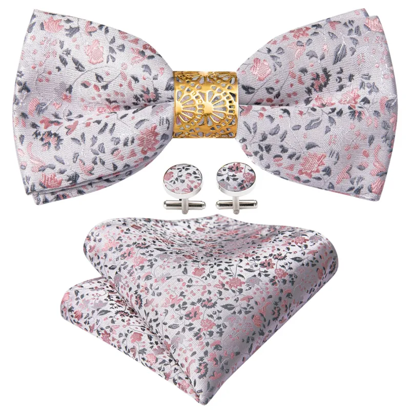 Pink Dot Pre-tied Bow Tie Hanky Cufflinks Set sold by Barrywang