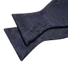 Barry Wang Dark Blue Black Paisley Self Tie Bow Tie Hanky Cufflinks Set sold by Barrywang