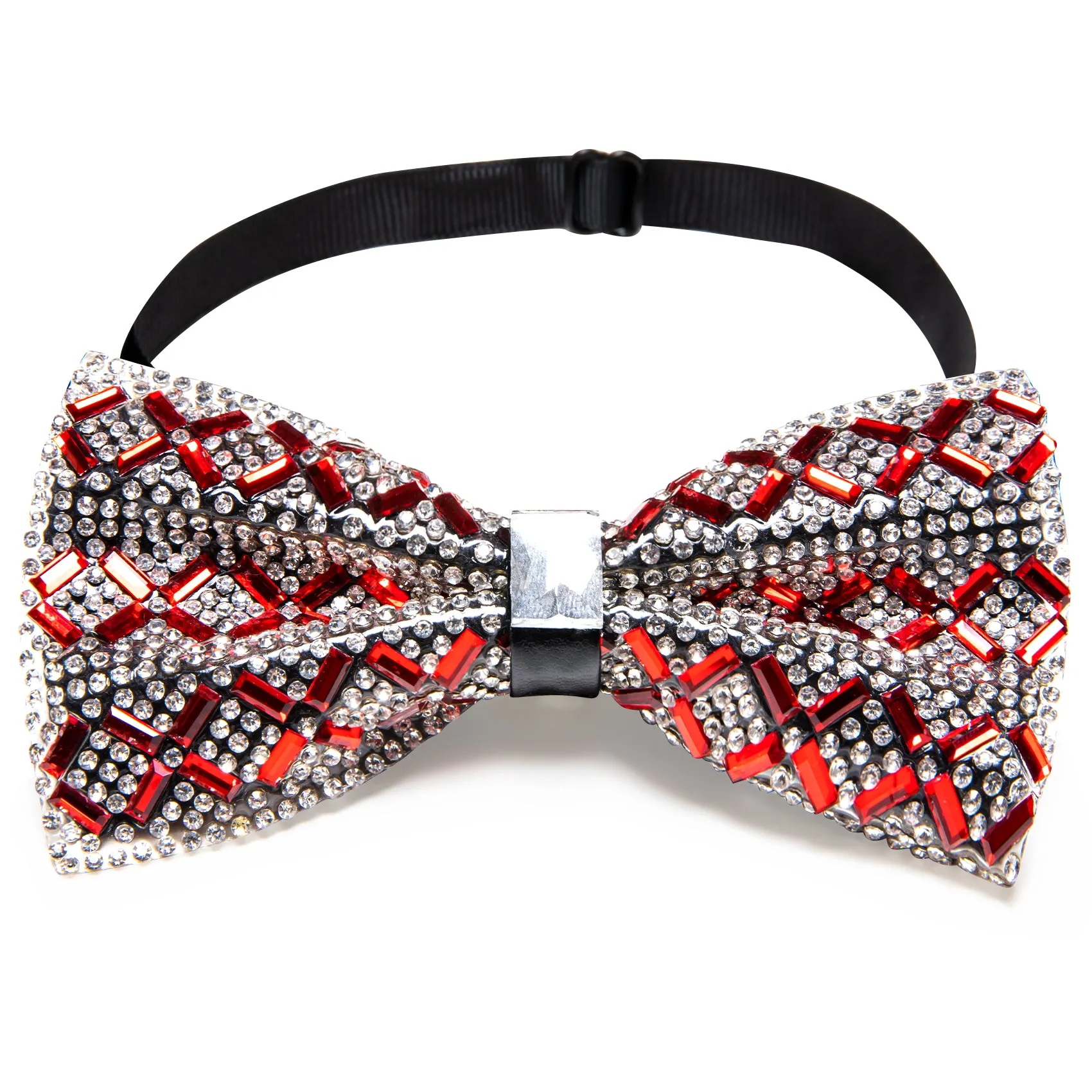 Shining Red White Plaid Rhinestones Pre-tied Bowties Fashion For Wedding Party sold by Barrywang product image thumbnail 5