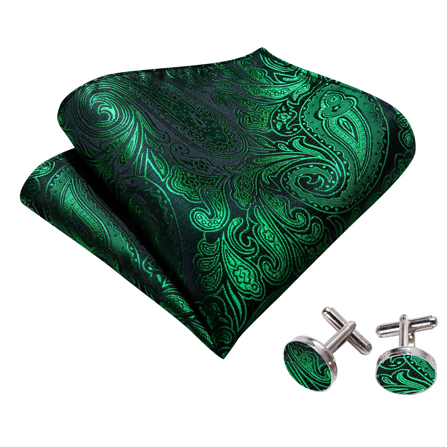 Barry. Wang Olive Green Paisley Silk Bow Tie Hanky Cufflinks Set sold by Barrywang product image thumbnail 5