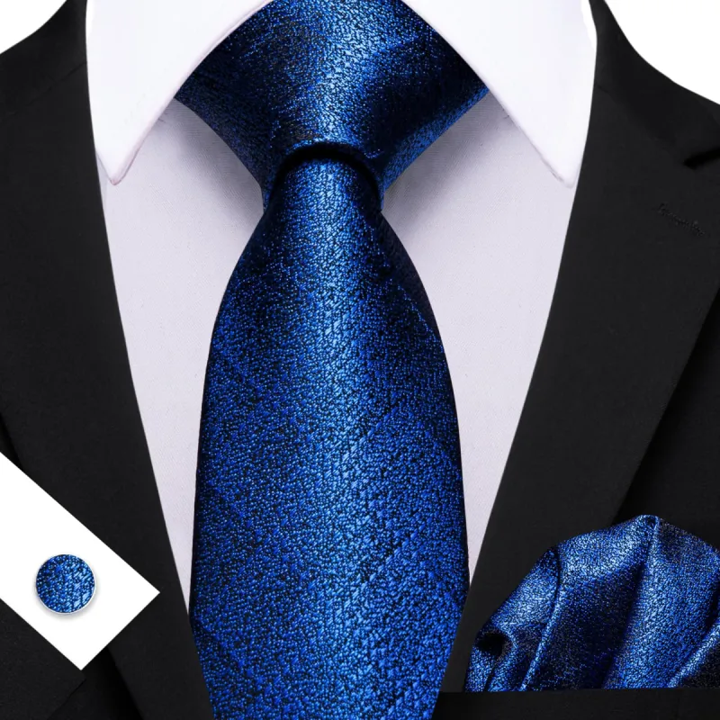 Barry Wang Navy Blue Solid Tie Checkered Men's Wedding Set sold by Barrywang