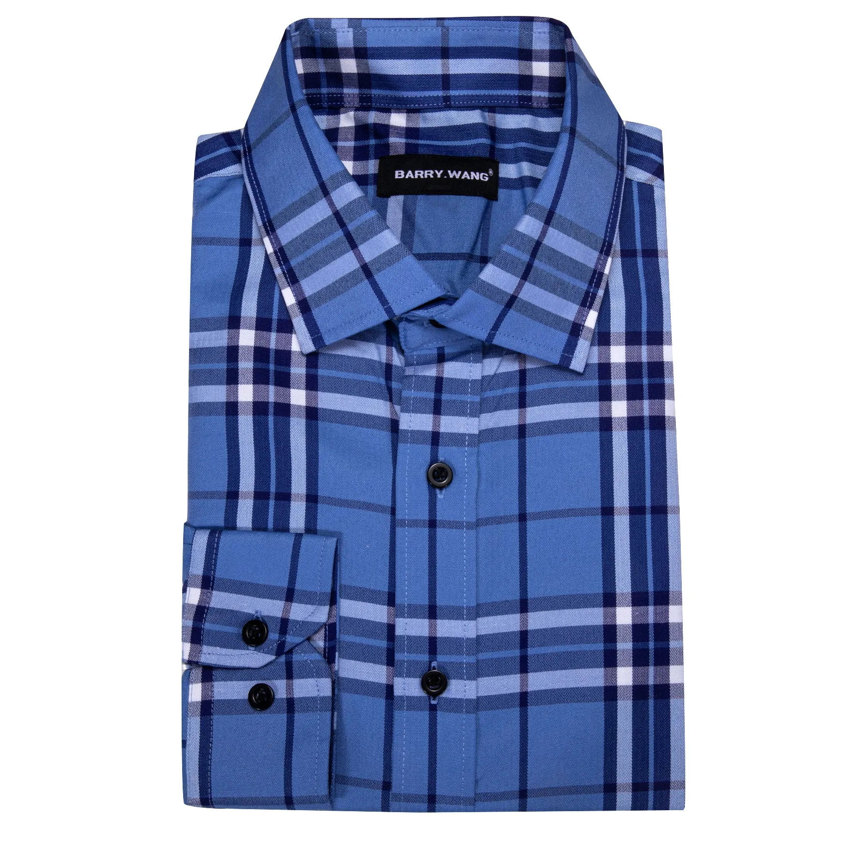 Barry.wang Bright Blue Plaid Men's Shirt sold by Barrywang product image thumbnail 5