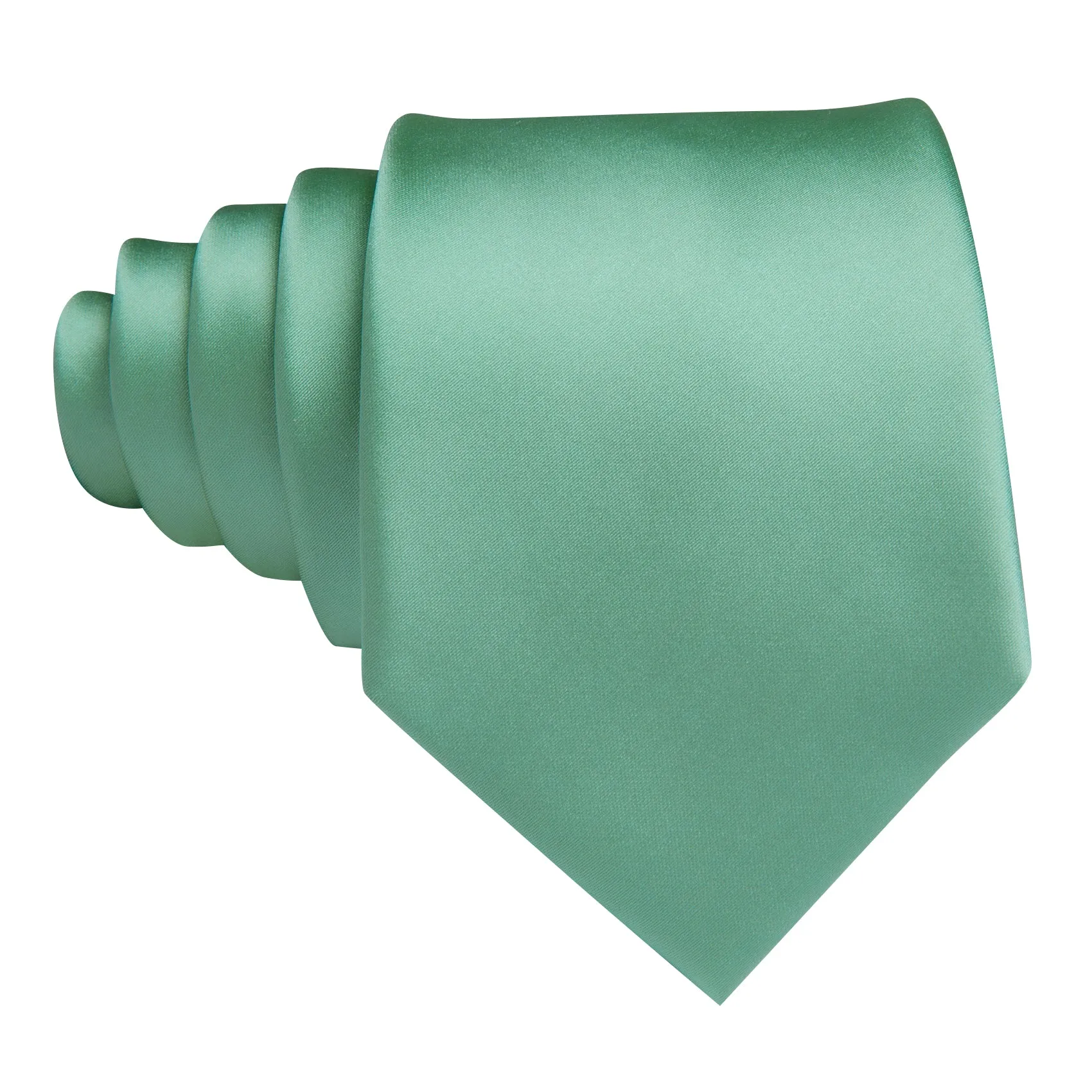 Barry Wang Men's Tie Turquoise Green Solid Silk Tie Handkerchief Cufflinks Set sold by Barrywang product image thumbnail 3