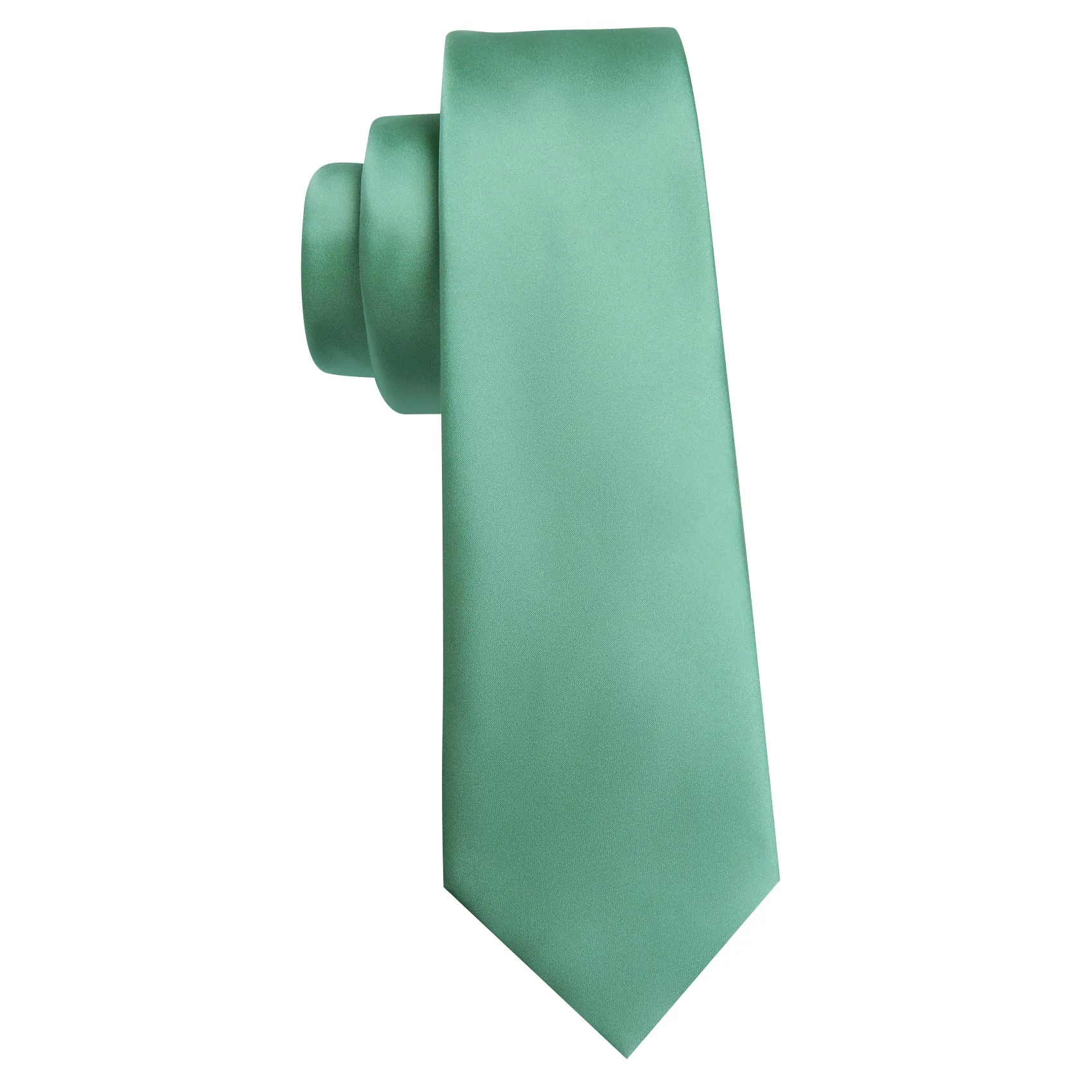 Barry Wang Men's Tie Turquoise Green Solid Silk Tie Handkerchief Cufflinks Set sold by Barrywang product image thumbnail 4