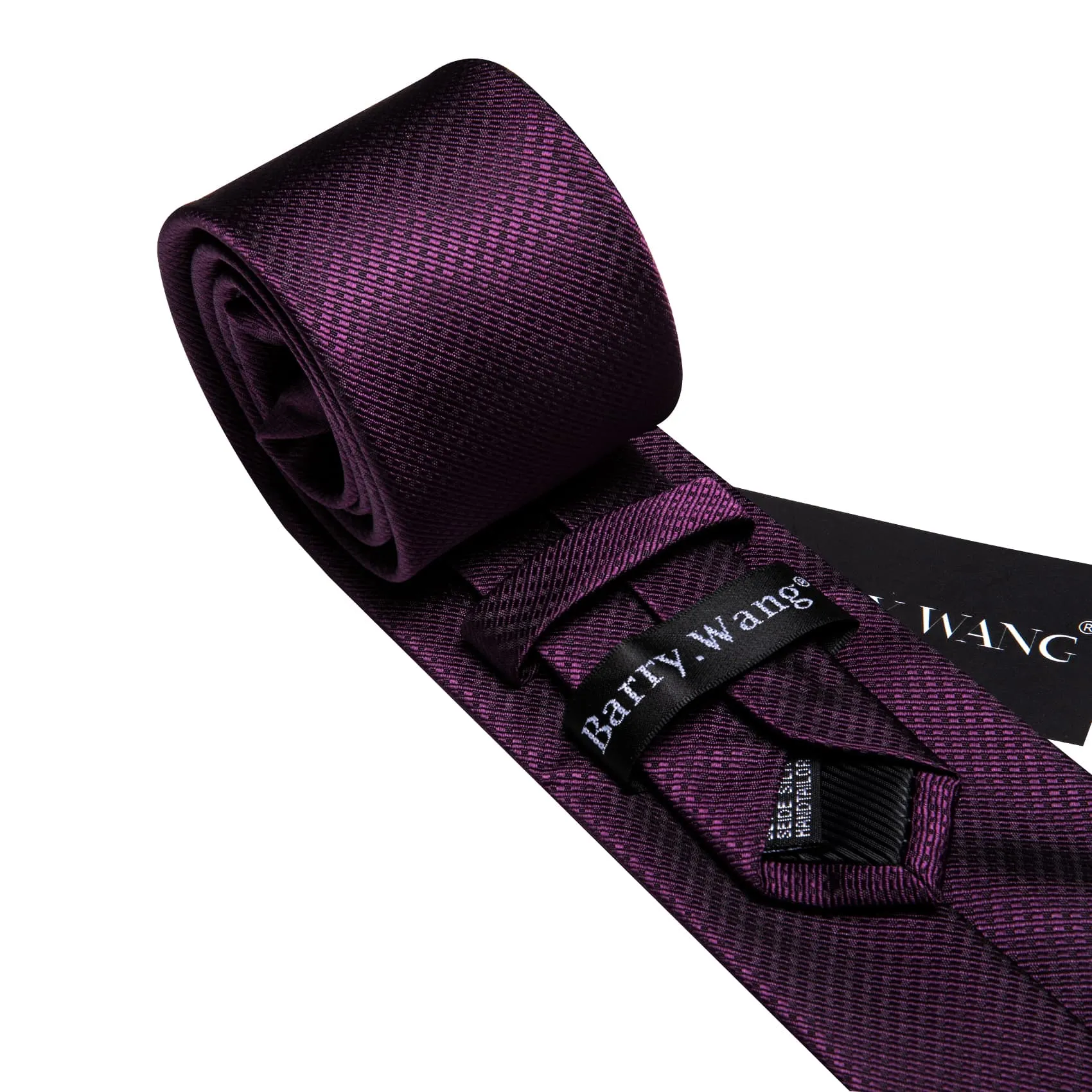 Barry Wang Dark Purple Ties Geometric Men's Black Lavender Necktie Set sold by Barrywang product image thumbnail 5