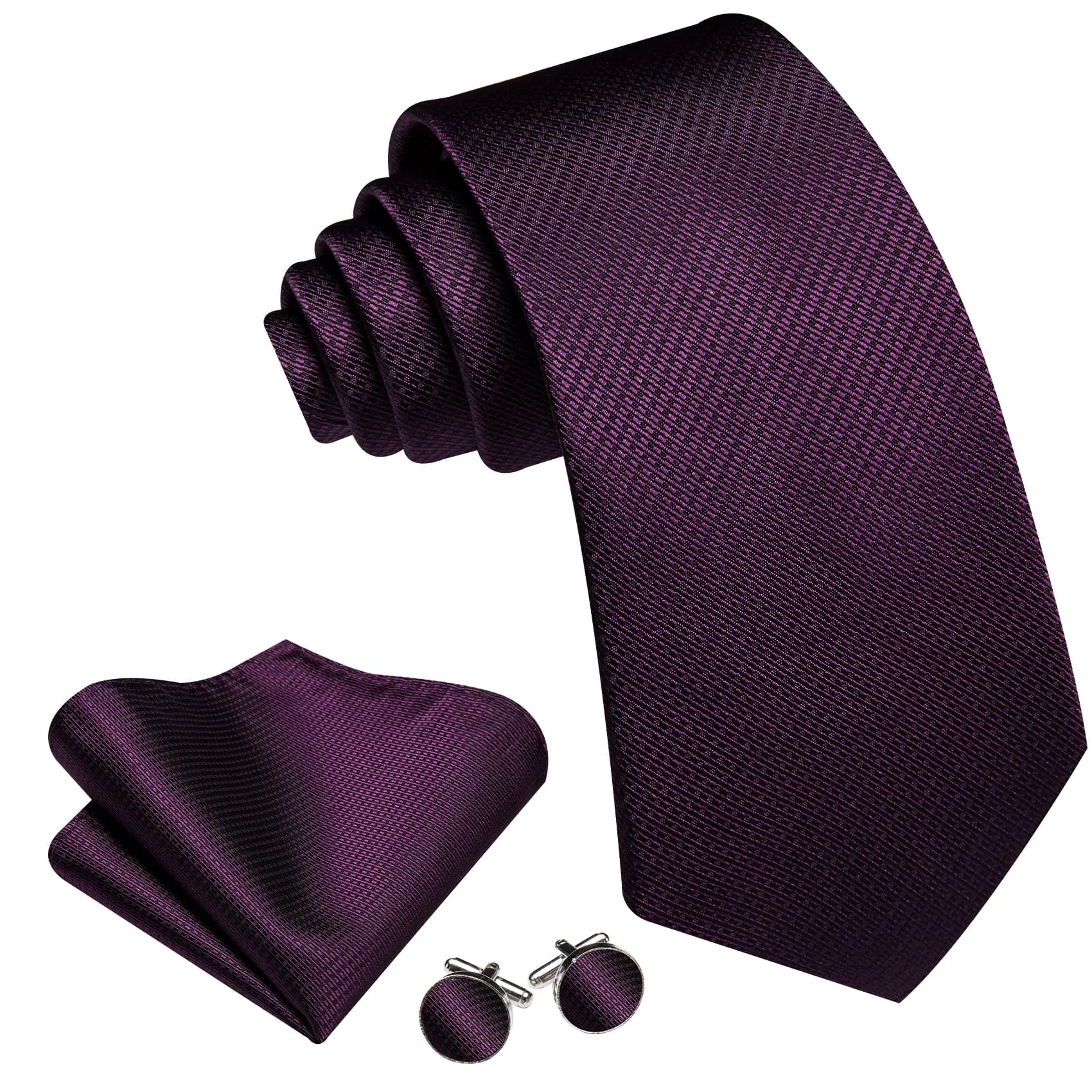 Barry Wang Dark Purple Ties Geometric Men's Black Lavender Necktie Set sold by Barrywang product image thumbnail 3