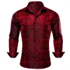 Barry. Wang Men's Shirt Red Black Woven Paisley Silk Long Sleeve Shirt Classic sold by Barrywang