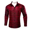 Barry. Wang Men's Shirt Red Black Woven Paisley Silk Long Sleeve Shirt Classic sold by Barrywang