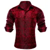 Barry. Wang Men's Shirt Red Black Woven Paisley Silk Long Sleeve Shirt Classic sold by Barrywang