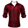Barry. Wang Men's Shirt Red Black Woven Paisley Silk Long Sleeve Shirt Classic sold by Barrywang