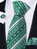 Barry Wang Christmas Tie Green White Elk Men's Striped Tie Handkerchief Cufflinks Set sold by Barrywang