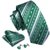 Barry Wang Christmas Tie Green White Elk Men's Striped Tie Handkerchief Cufflinks Set sold by Barrywang