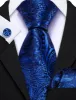 Barry Wang Blue Paisley Silk Men's Necktie Handkerchief Cufflinks Set sold by Barrywang