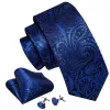 Barry Wang Blue Paisley Silk Men's Necktie Handkerchief Cufflinks Set sold by Barrywang