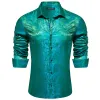 Barry Wang Teal Shirt Bright Green Blue Paisley Silk Men's Dress Shirt sold by Barrywang
