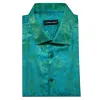 Barry Wang Teal Shirt Bright Green Blue Paisley Silk Men's Dress Shirt sold by Barrywang