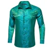Barry Wang Teal Shirt Bright Green Blue Paisley Silk Men's Dress Shirt sold by Barrywang