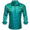 Barry Wang Teal Shirt Bright Green Blue Paisley Silk Men's Dress Shirt sold by Barrywang