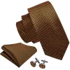 Barry Wang Black Golden Houndstooth Silk Men's Tie Hanky Cufflinks Set sold by Barrywang