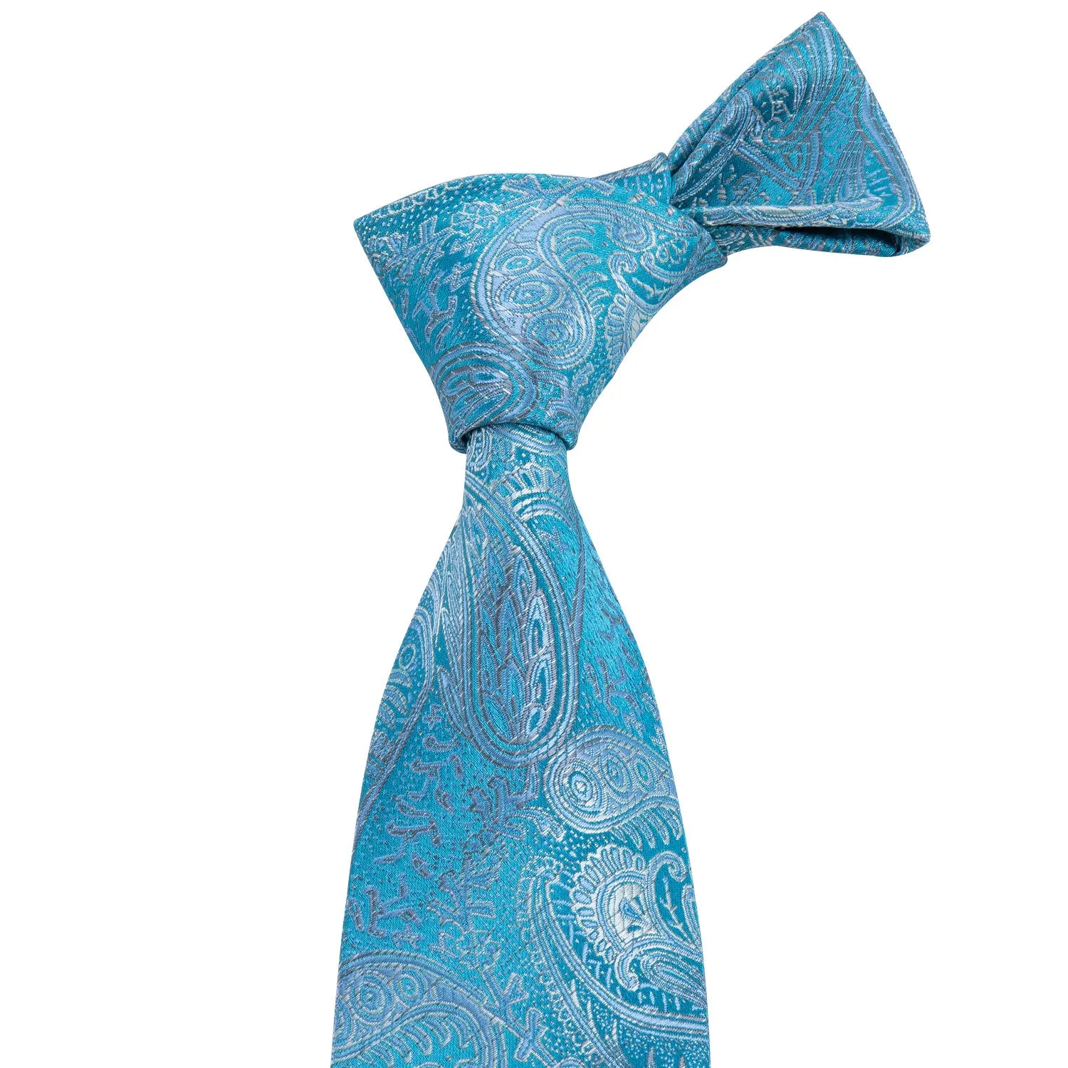 Barry. Wang Sky Blue Paisley Silk Men's Tie Pocket Square Cufflinks Set sold by Barrywang product image thumbnail 2