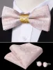 Pink Paisley Pre-tied Bow Tie Ring Hanky Cufflinks Set sold by Barrywang